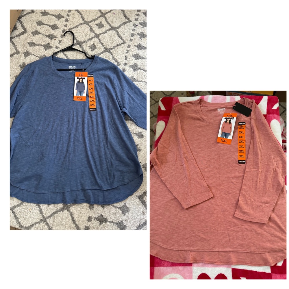 Kirkland Signature Long Sleeve Tees in Blue and Pink (2 pieces)